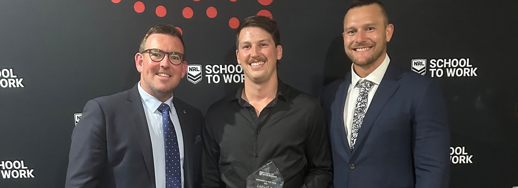 L to R: Anthony Brooks - Sydney Roosters, Sam Whitehouse - Central Coast Sports College, and Bradley Nelson – School to Work, Project Officer