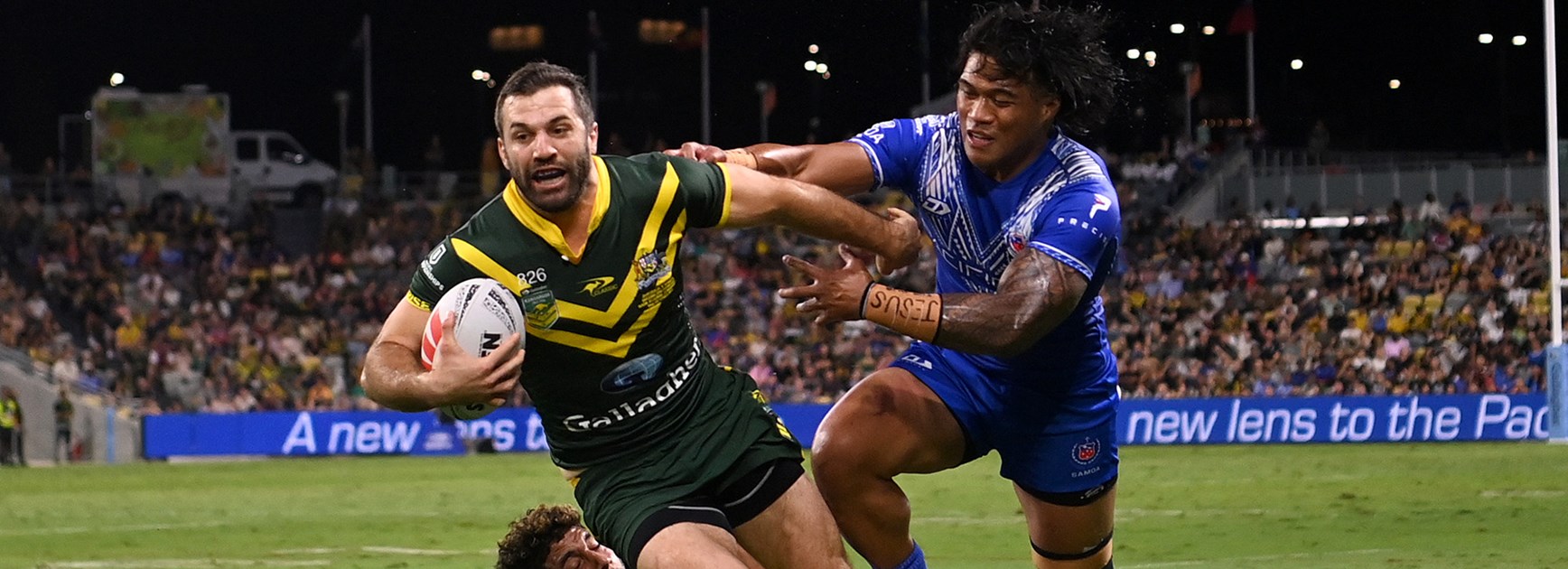 Kangaroos flex their muscle to slide past Samoa in opener